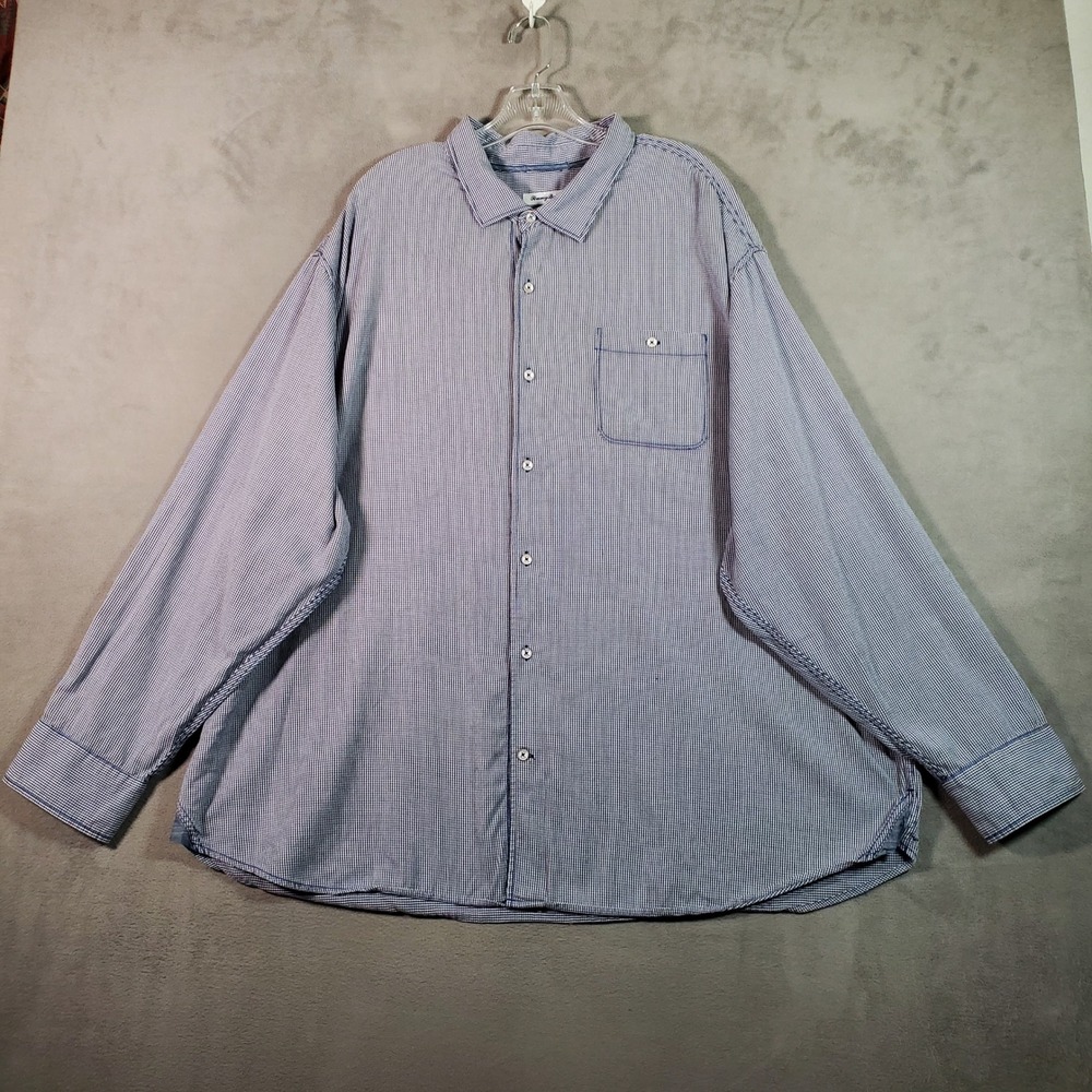 Tommy Bahama Shirt Mens 3XL Blue Micro Check Tencel Button Preppy Coastal Resort - Picture 2 of 8
